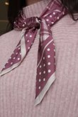 Plaid & Polka Border Triangle Silk Neckerchief Deep Rose